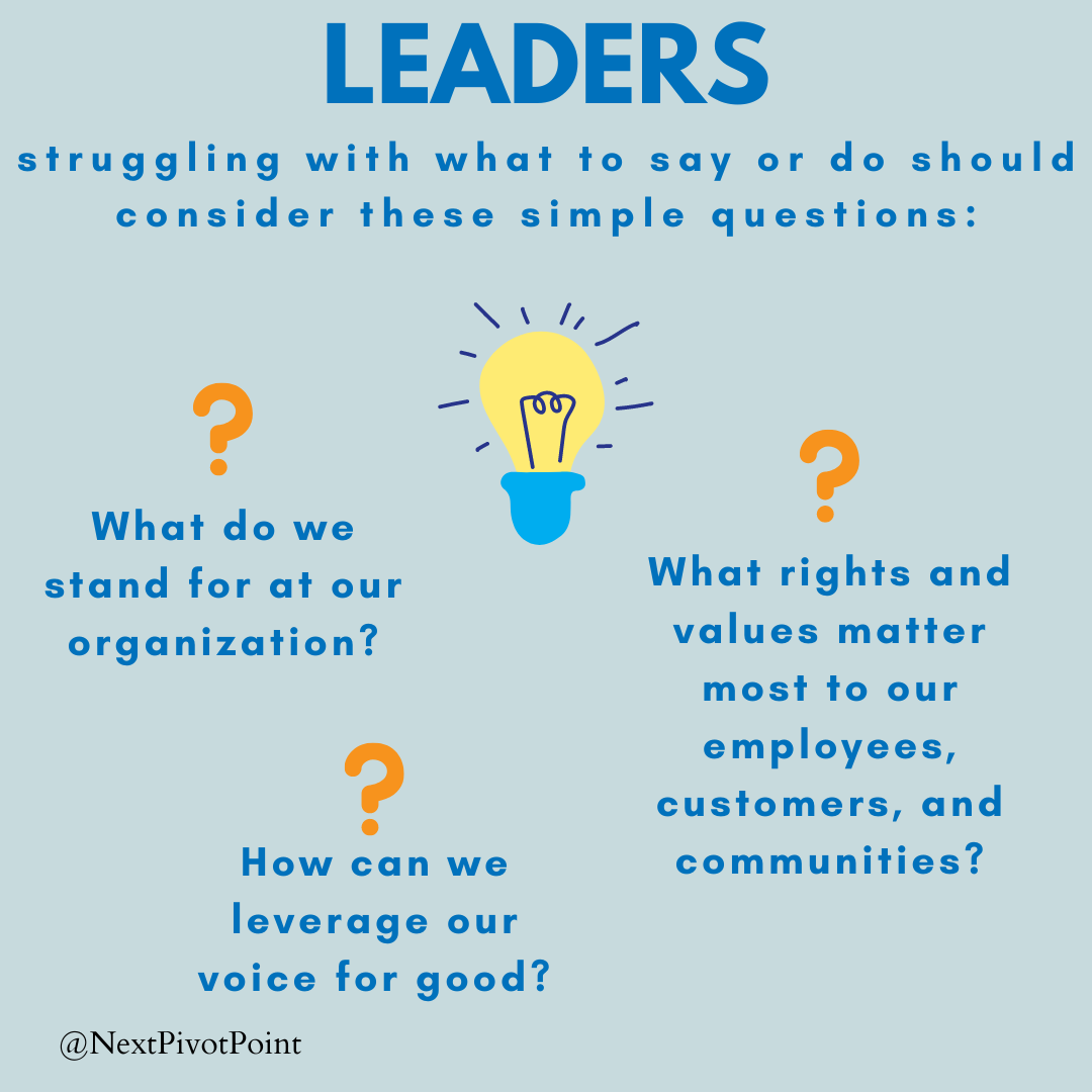 leaders struggling with what to say or do to should consider these simple questions: