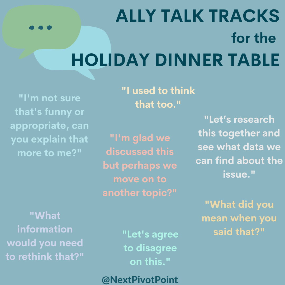 ally talk tracks to manage candid conversations about diversity and inclusion at the holiday table this season